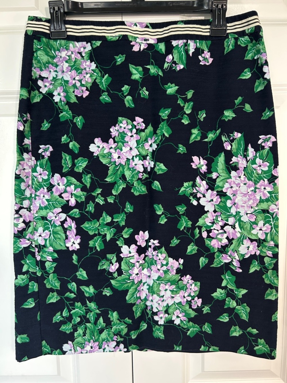Talbots Black Floral Midi Skirt with Pink & Green Bouquet Print - Picture 2 of 7